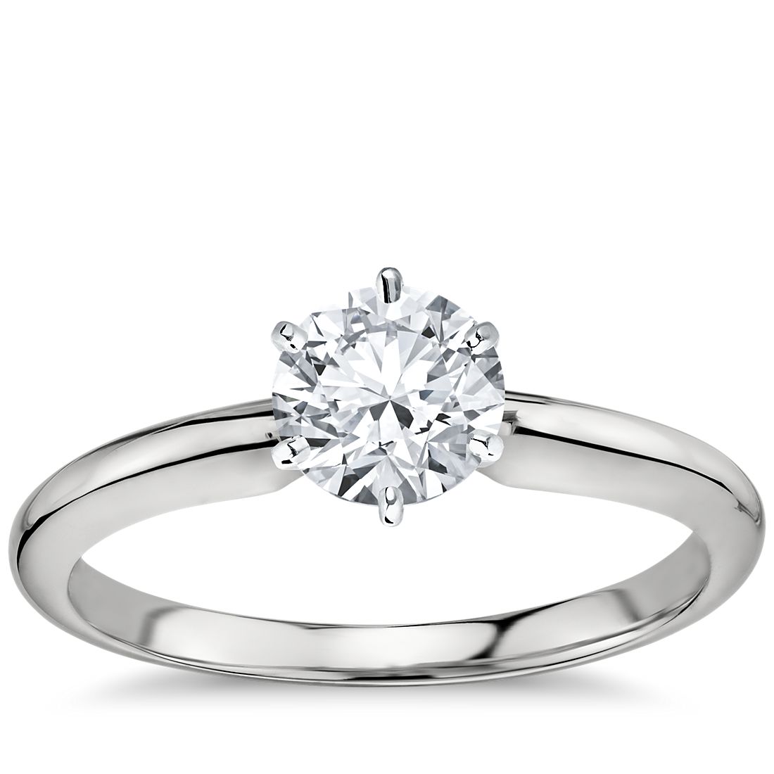 Classic Six Prong Solitaire Engagement Ring in 14k White Classic Six Prong Solitaire Engagement Ring in 14k White